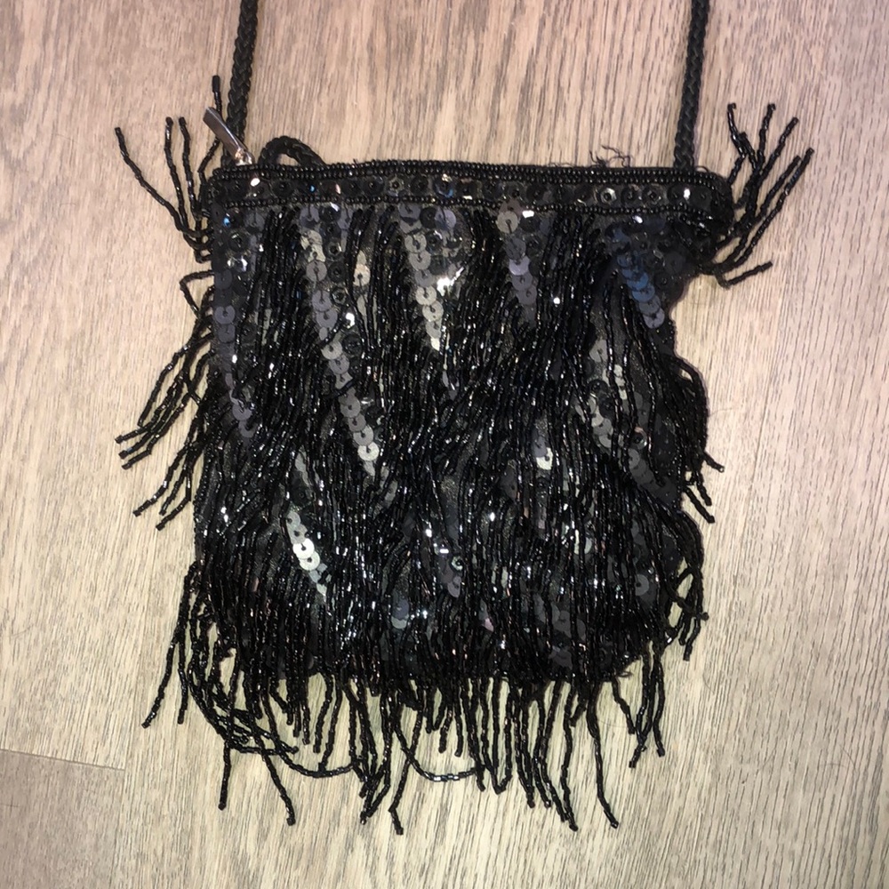 Far Nine Black Beaded Purse